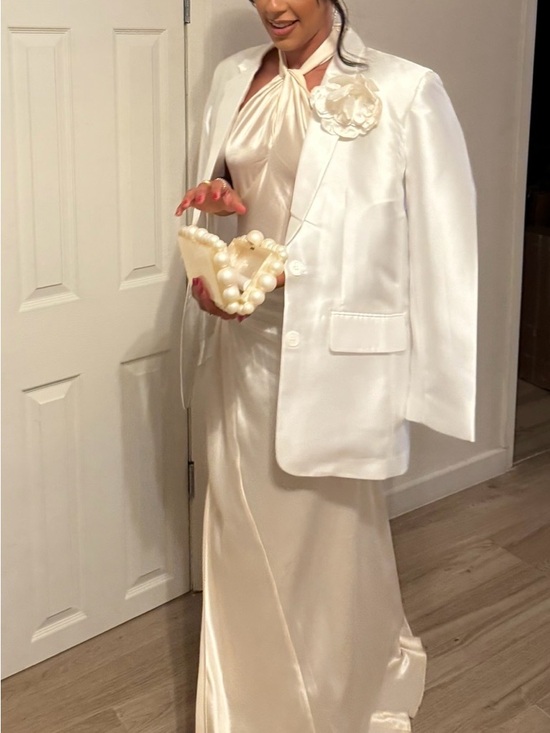 Ronny Kobo Collection Jackets & Blazers - Ronny Kobo Aime Silky Bridal Blazer Jacket